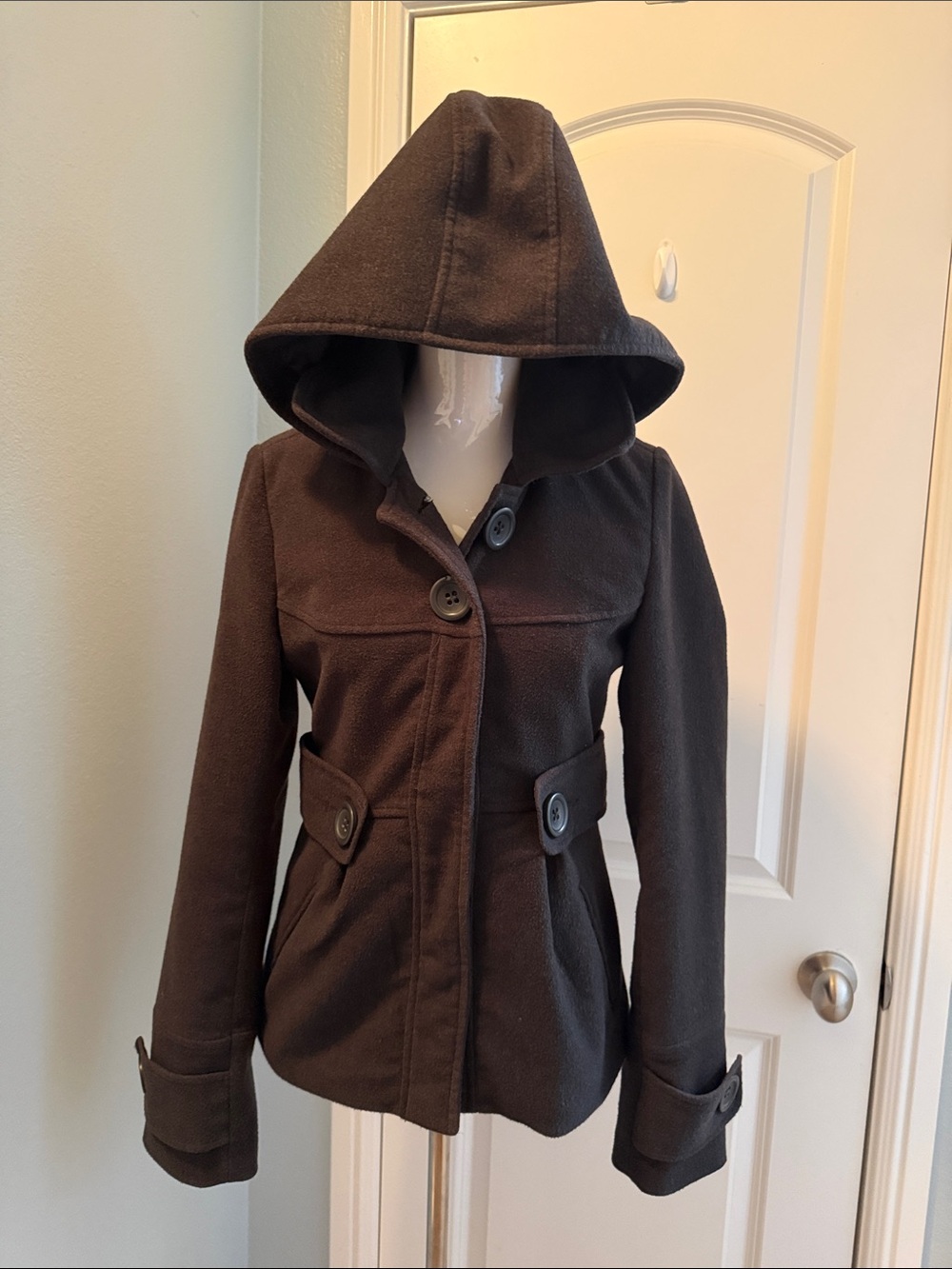 Jack by BB Dakota Black Hooded Pea Coat